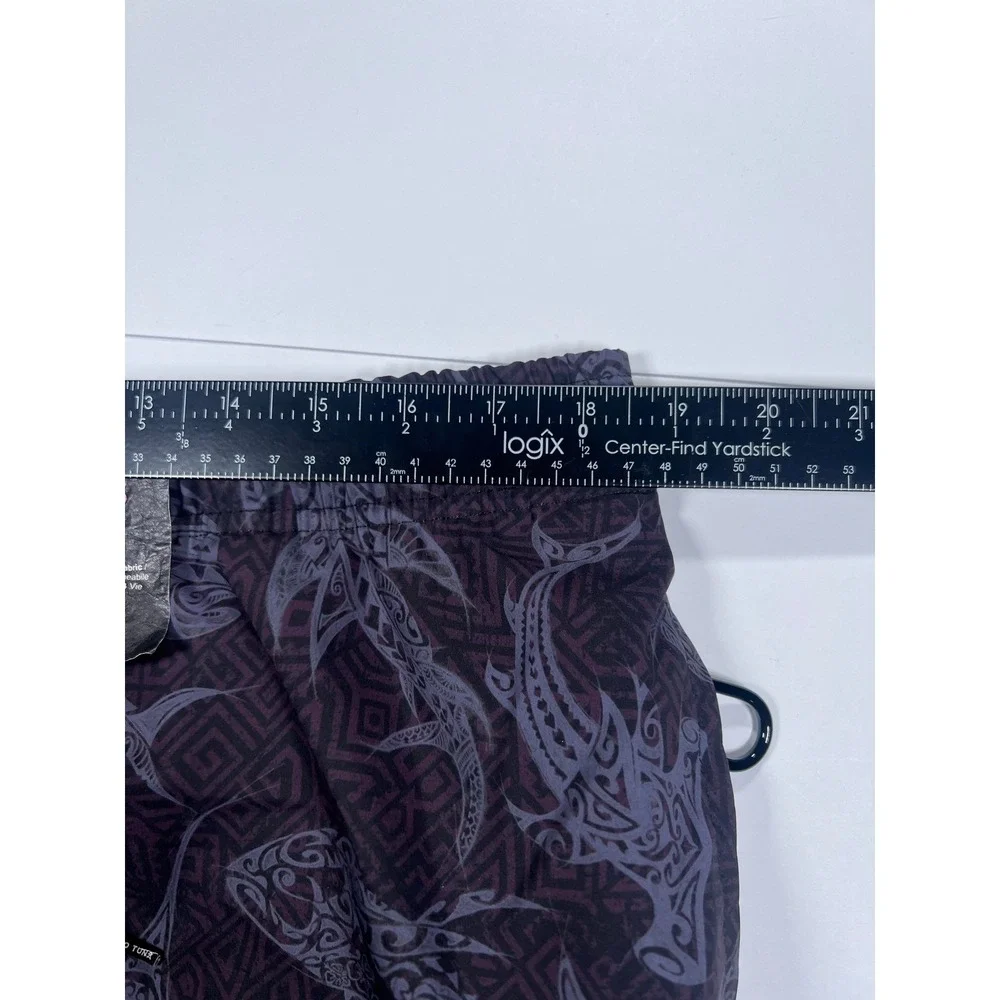 Psycho Tuna Mens XXL Purple Tribal Fish Waterproof 4-Way Stretch Swim Trunks